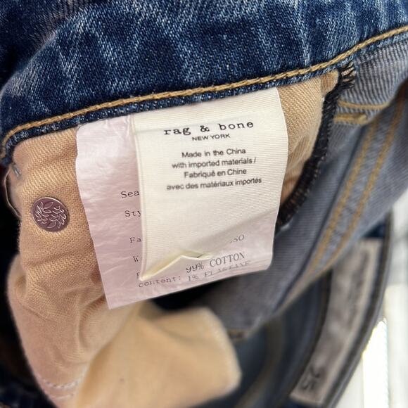 Rag & Bone Exposed Button Fly Straight Leg Raw Hem Jeans - Monterosso - 25 - Picture 7 of 9